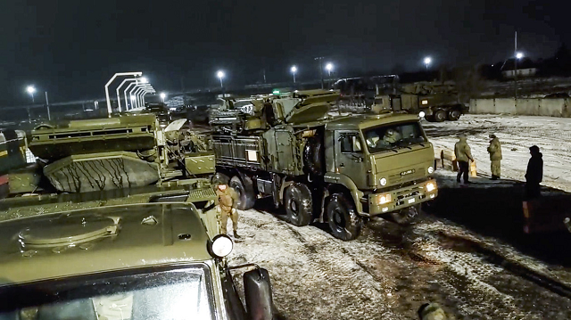 Các phương tiện quân sự của Nga đến Belarus để tập trận, ngày 29 tháng 1 năm 2022.