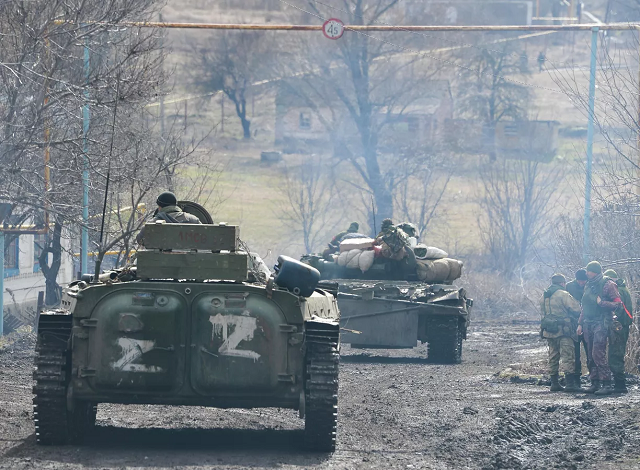 Xe tăng ở vùng Donbass.