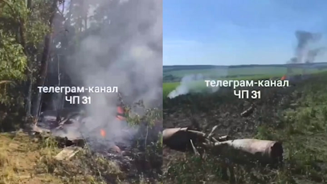 Hình ảnh được cho là từ máy bay Su-25 bị rơi ở Balgorod.