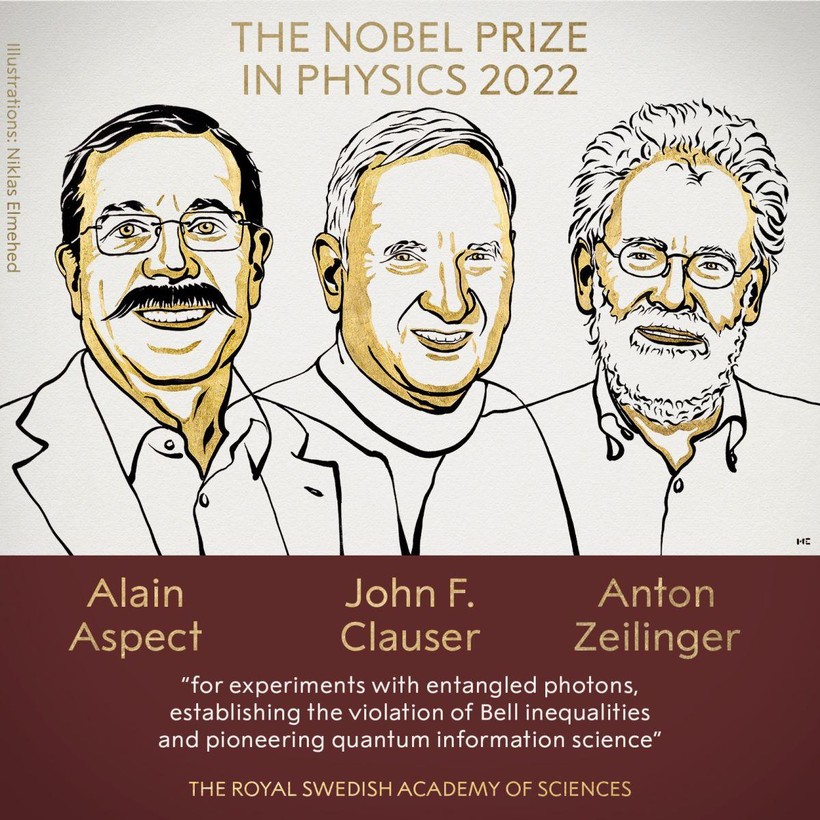 3 nhà khoa học đoạt giải Nobel vật lý 2022.
