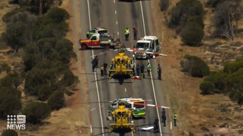 Hiện trường vụ tai nạn chết người gần Kondinin ở Tây Australia.