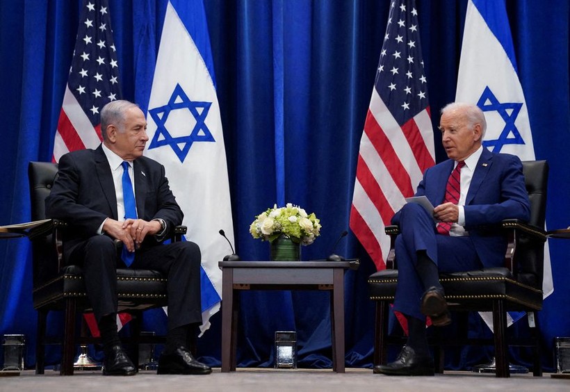 Tổng thống Mỹ Joe Biden có cuộc gặp song phương với Thủ tướng Israel Benjamin Netanyahu bên lề Đại hội đồng Liên hợp quốc lần thứ 78 tại Thành phố New York, Mỹ, ngày 20/9/2023. (Ảnh: Reuters).
