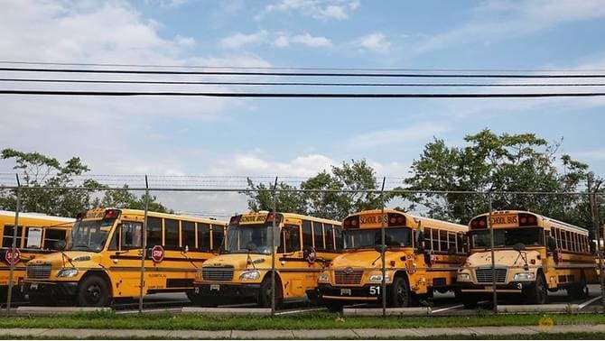 Xe buýt trường học Mỹ tại New Jersey.