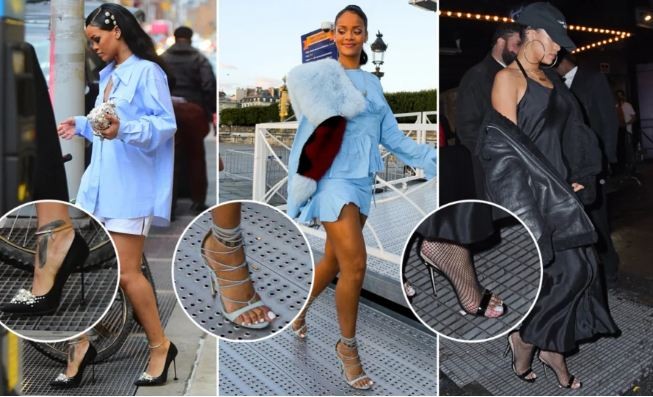 Đôi chân của ca sỹ Rihanna có xu hướng hơi nhón về phía trước để giảm áp lực lên gót giày nhọn.