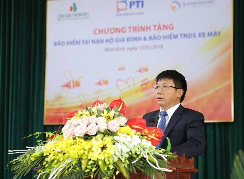 Ông Bùi Xuân Thu (Tổng Giám đốc PTI) phát biểu tại lễ trao tặng vừa diễn ra tại Ninh Bình