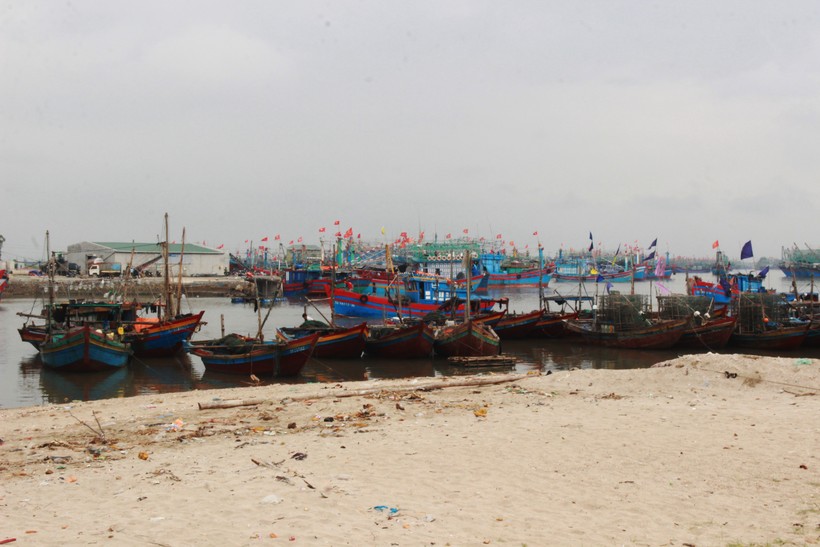Tàu thuyền về tránh trú bão tại cảng Lạch Quèn, huyện Quỳnh Lưu 


