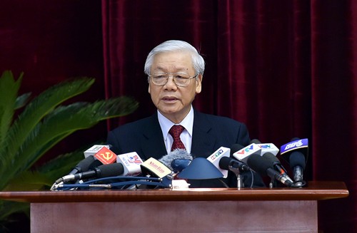Tổng Bí thư Nguyễn Phú Trọng phát biểu khai mạc Hội nghị Trung ương 6. Ảnh: VGP