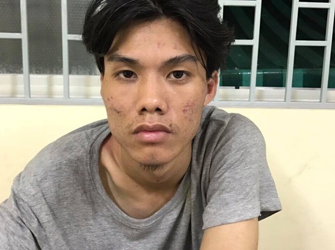 Chú thích ảnh: Đối tượng Nguyễn Huy Vũ (19 tuổi, quê Quảng Ninh) tại cơ quan công an.