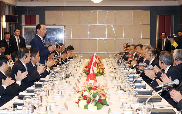 Chủ tịch nước Trần Đại Quang phát biểu tại buổi tiếp các tập đoàn kinh tế Nhật Bản. Ảnh: Theo Chinhphu.vn