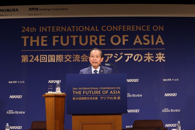 Phó Thủ tướng Thường trực Chính phủ Trương Hoà Bình phát biểu tại Hội nghị Tương lai châu Á. Ảnh: VGP