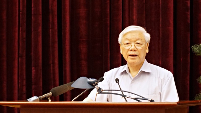 Tổng bí thư Nguyễn Phú Trọng - Trưởng ban Chỉ đạo Trung ương về phòng, chống tham nhũng phát biểu tại Hội nghị toàn quốc về phòng chống tham nhũng ngày 25.6,2018