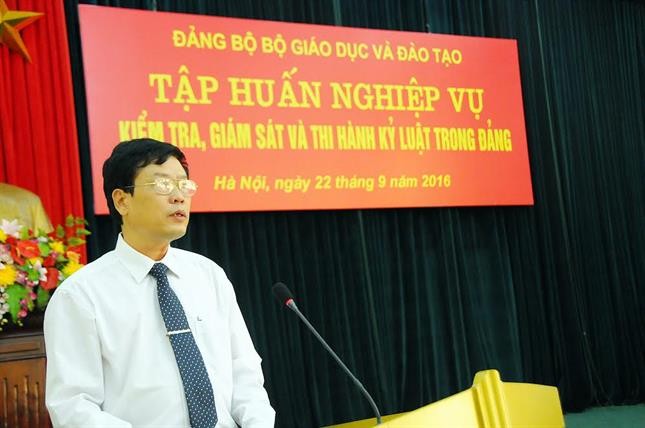 Ông Nguyễn Quốc Hải, Phó Bí thư Thường trực Đảng ủy Bộ GD&ĐT tại buổi tập huấn kiểm tra, giám sát và thi hành kỷ luật trong Đảng của Bộ GD&ĐT