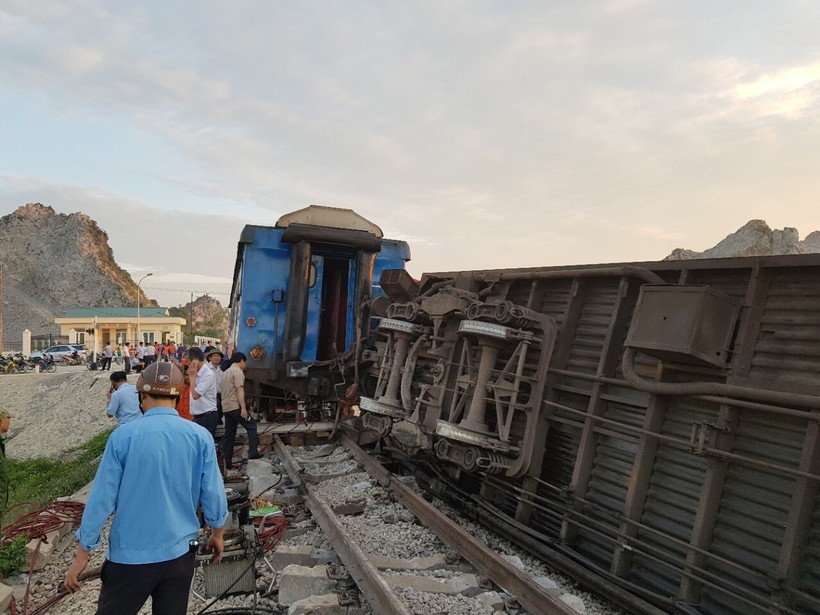Vụ tai nạn đường sắt nghiêm trọng tại khu gian Khoa Trường - Trường Lâm (Thanh Hóa) ngày 24/5. Ảnh:VGP