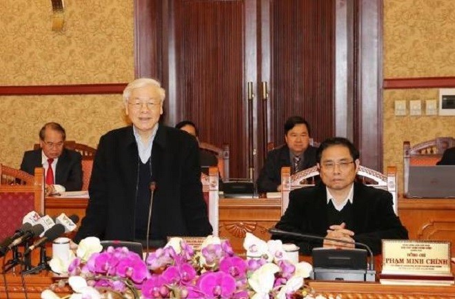 Tổng Bí thư Nguyễn Phú Trọng phát biểu tại phiên họp đầu tiên năm Mậu Tuất của Ban Bí thư.