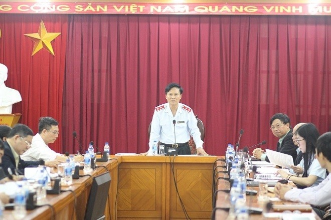 Phó Tổng Thanh tra Bùi Ngọc Lam (đứng) chủ trì buổi công bố KLTT.