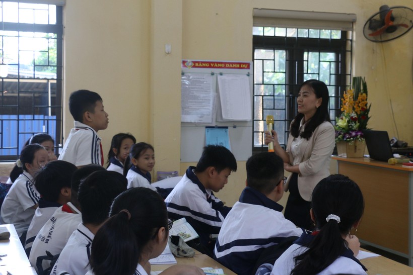Tiết học Hoạt động trải nghiệm, hướng nghiệp của học sinh lớp 7 Trường THCS Đoàn Thị Điểm, Hưng Yên.