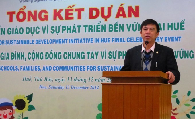 PGS.TS Lê Trọng Hùng - Phó vụ trưởng Vụ KHCNMT (Bộ GD&ĐT) phát biểu tại lễ tổng kết