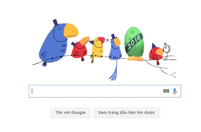 Google thay doodle chờ đón năm mới 2016