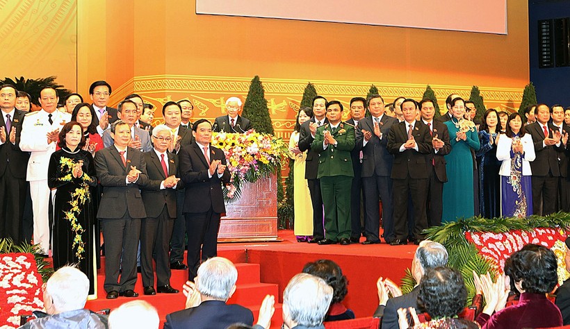 Tổng Bí thư Nguyễn Phú Trọng thay mặt Ban Chấp hành Trung ương khóa XII phát biểu ý kiến tại Lễ ra mắt BCH Trung ương khóa XII