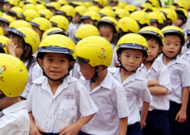 70% trẻ em chưa đội mũ bảo hiểm khi tham gia giao thông