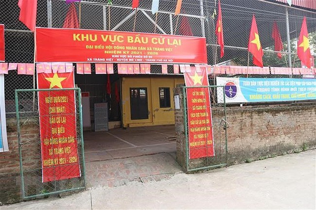 Khu vực bầu cử lại đại biểu HĐND xã Tráng Việt nhiệm kỳ 2021 - 2026. Ảnh: TTXVN.