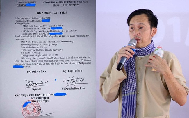 Hợp đồng vay tiền được cho là của nghệ sĩ Hoài Linh được lan truyền trên mạng xã hội ngày 2/6.