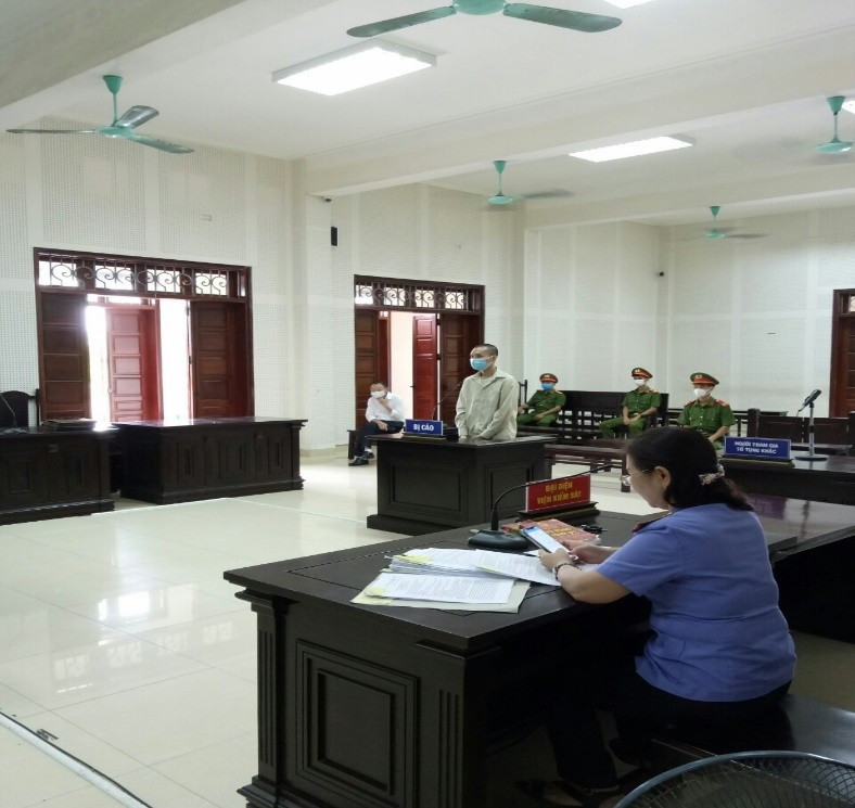 Bị cáo Nguyễn Đăng Phúc tại phiên tòa xét xử. Ảnh: Công an Quảng Ninh.