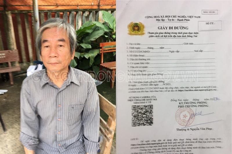 Ông Nguyễn Xuân Phẩm có hành vi làm giả hàng trăm giấy đi đường, chứng nhận đã tiêm vaccine Covid-19 bán lại cho người có nhu cầu để thu lợi bất chính. Ảnh: Công an Đồng Nai.