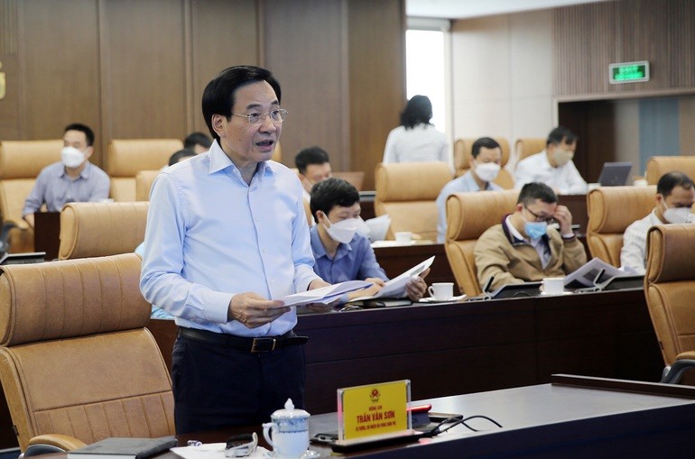 Bộ trưởng, Chủ nhiệm Văn phòng Chính phủ Trần Văn Sơn chủ trì hội nghị. Ảnh: VGP.