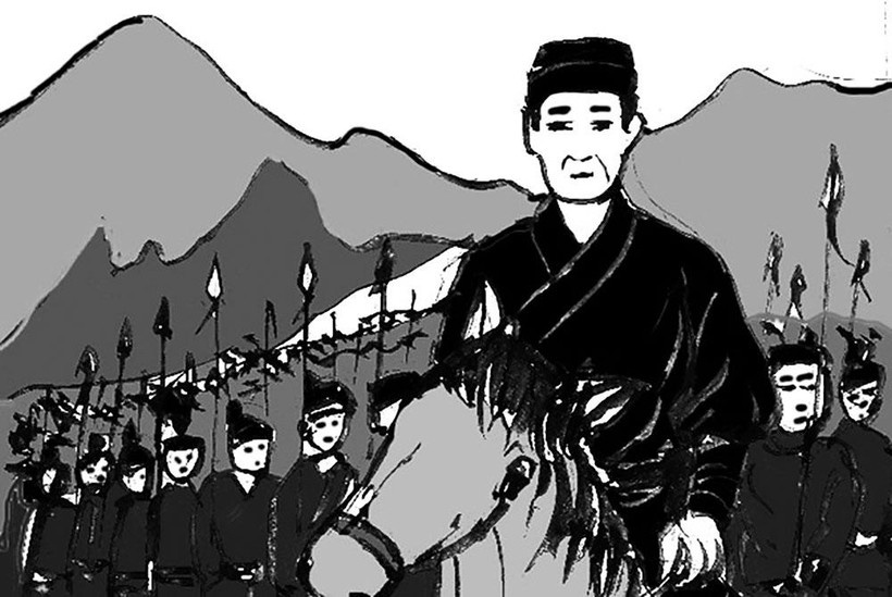 Nguyễn Bá Lân diệt giặc ở Cao Bằng. Tranh vẽ minh họa.