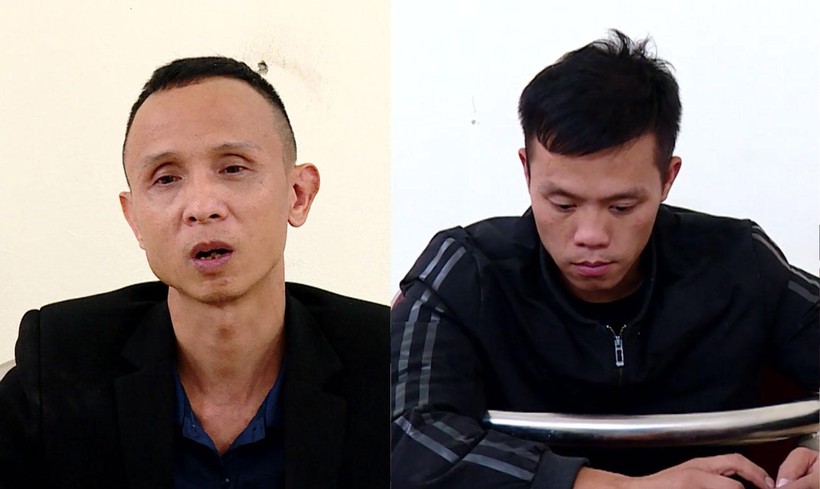 Nguyễn Bá Thịnh và Nguyễn Trọng Hùng tại cơ quan công an.