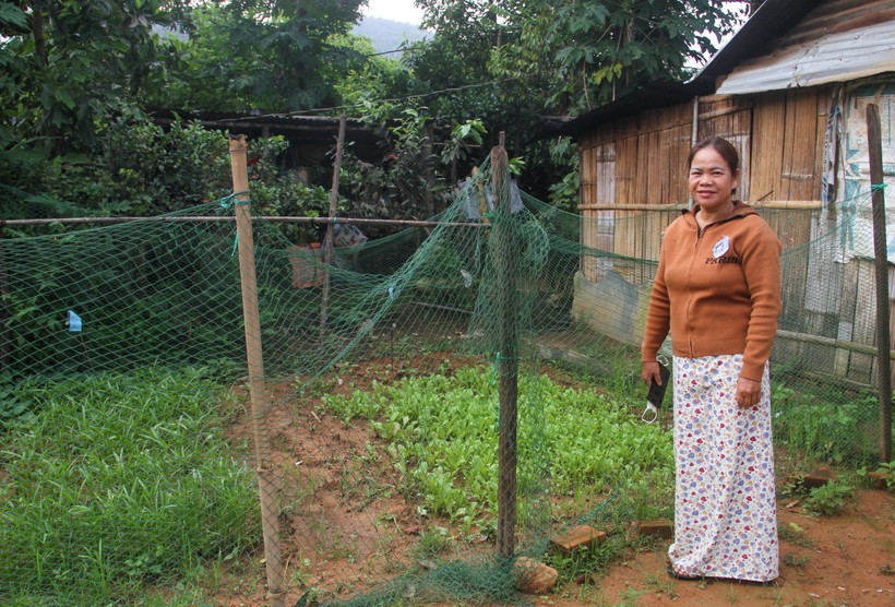 Chị Y Huế đến thăm mô hình “Làng Phụ nữ DTTS Nông thôn mới" của nhà chị Y Quyết.