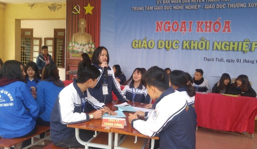Giờ ngoại khóa Giáo dục khởi nghiệp của học viên Trung tâm GDNN-GDTX Thạch Thất (Hà Nội).