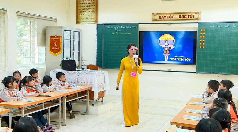Tiết dạy của cô Bùi Thúy Quỳnh được Ban giám khảo đánh giá cao ở khả năng tổ chức linh hoạt, sáng tạo các hoạt động học tập.