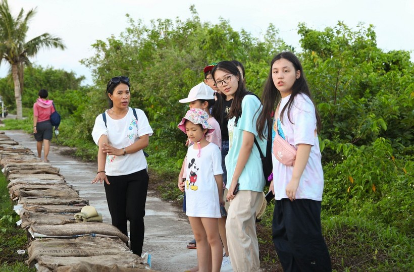 Du khách tham quan Vườn quốc gia Xuân Thủy.