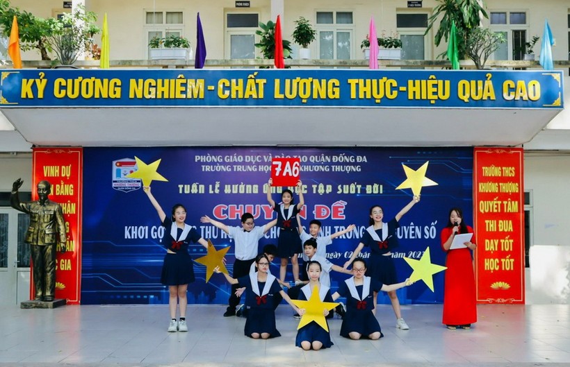 Học sinh Trường THCS Khương Thượng hưởng ứng Tuần lễ học tập suốt đời.