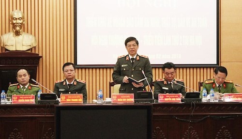 Trung tướng Đoàn Duy Khương - Giám đốc Công an TP Hà Nội phát biểu trong Hội nghị. Ảnh: ANTĐ.