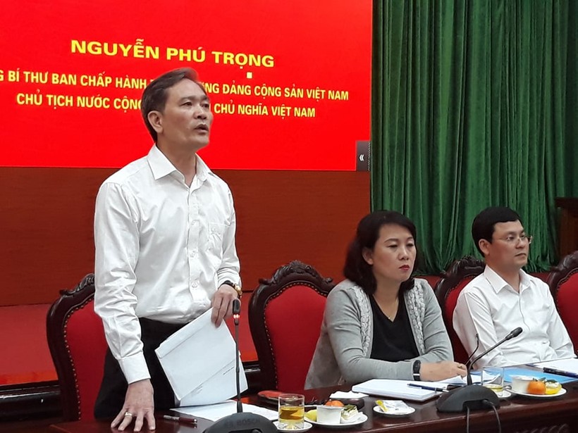 Ông Nguyễn An Huy, Chánh Thanh tra UBND TP Hà Nội thông tin tại buổi giao ban báo chí (Ảnh: Đăng Chung).