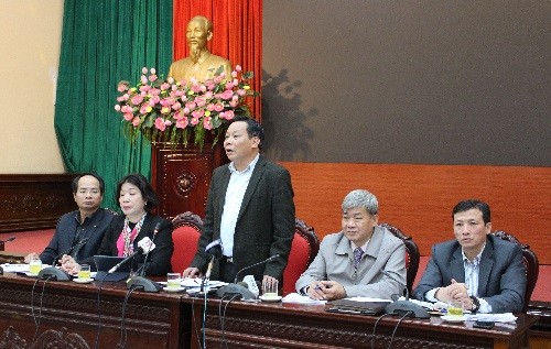 Đồng chí, Nguyễn Văn Phong, Ủy viên Ban Thường vụ Thành ủy, Trưởng ban Tuyên giáo Thành ủy Hà Nội phát biểu tại buổi giao ban báo chí.