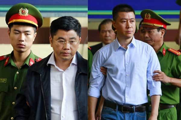 Nguyễn Văn Dương (trái) và Phan Sào Nam (phải) tiếp tục phải hầu tòa. 