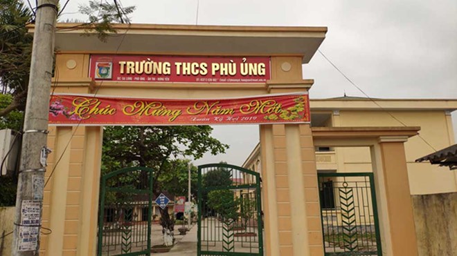 Trường THCS Phù Ủng, huyện Ân Thi, Hưng Yên nơi xảy ra sự việc.