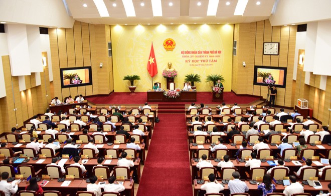 Quang cảnh kỳ họp thứ 8 HĐND TP Hà Nội khóa XV.