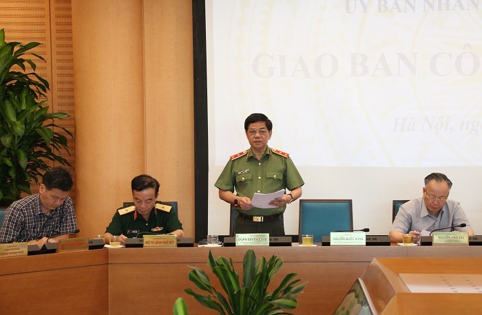 Trung tướng Đoàn Duy Khương - Giám đốc Công an TP Hà Nội phát biểu.