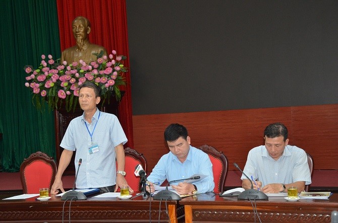 Ông Nguyễn Kim Vinh - Phó Chủ tịch UBND quận Bắc Từ Liêm (TP Hà Nội) thông tin tại buổi giao ban báo chí.