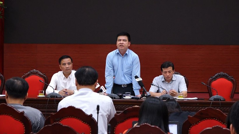 Phó trưởng Ban tuyên giáo Thành ủy Hà Nội Trần Xuân Hà thông tin tại buổi giao ban báo chí chiều 10/9.