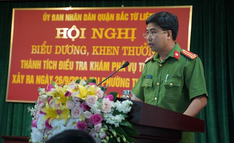 Trung tá Nguyễn Bình Ngọc - Phó trưởng Công an quận Bắc Từ Liêm (Hà Nội) thông tin về vụ án.