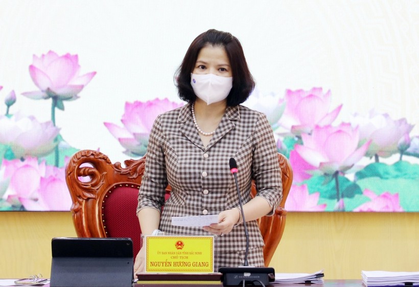 Chủ tịch UBND tỉnh Bắc Ninh Nguyễn Hương Giang phát biểu sáng 17/6.