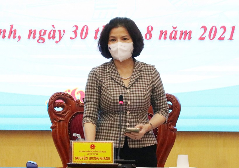 Phó Bí thư Tỉnh ủy, Chủ tịch UBND tỉnh Bắc Ninh Nguyễn Hương Giang phát biểu tại Hội nghị.