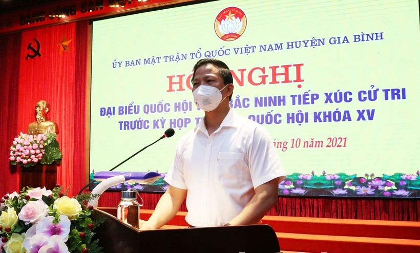 Ông Vương Quốc Tuấn, Ủy viên dự khuyết TƯ Đảng, Phó Chủ tịch Thường trực UBND tỉnh Bắc Ninh phát biểu.