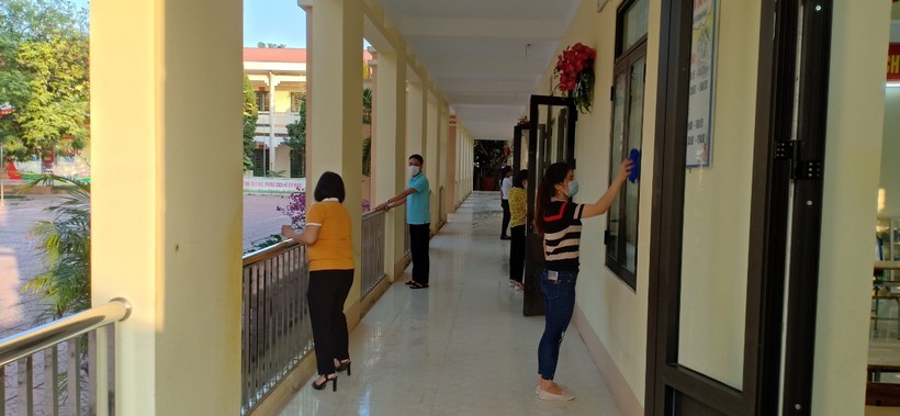 Trường học ở huyện Việt  Yên tổng vệ sinh, sẵn sàng đón học sinh.